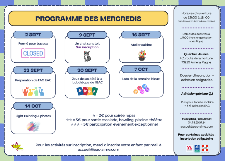 Programme des mercredis- QJ